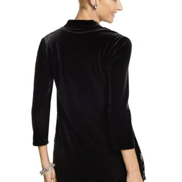 Travels collection by Chico’s sz 2 =12 velvet patchwork jacket button up - Picture 2 of 11